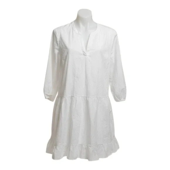 Karl Lagerfeld Paris Womens L White Cotton Embroidered Eiffel Tower Mini Dress - Picture 3 of 12